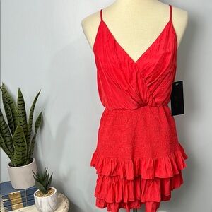 DO+BE WRAP SMOCKED WAIST RUFFLE DRESS SIZE LARGE NWT